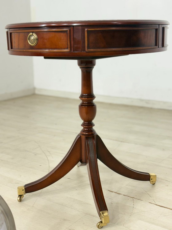 Tavolino in mogano | Tavolino da telefono inglese | Tavolino vintage con piano in pelle – Tavolini da caffè (photo 8 of 13)