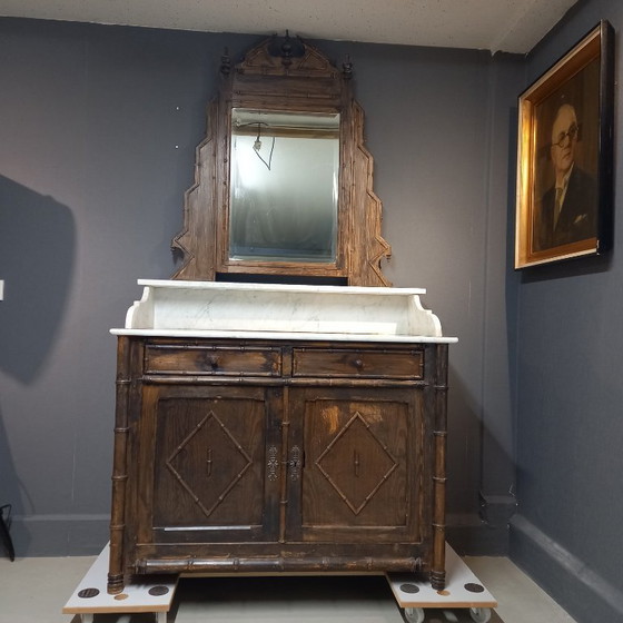 Image 1 of Antiek Frans Faux Bamboo dressoir