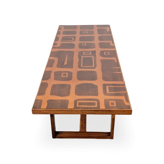 Original Jean Blazy Design Coffee table 1950 Copper – Wood (photo 5 of 7)
