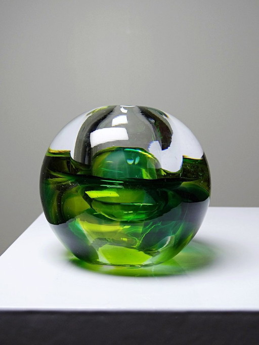 Kleine Öllampe oder Soliflora Globus aus Vintage-Glas im Sommerso/Seguso-Stil