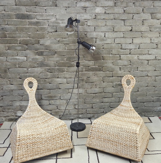 Image 1 of Pair of vintage 1970s woven natural fiber armchairs