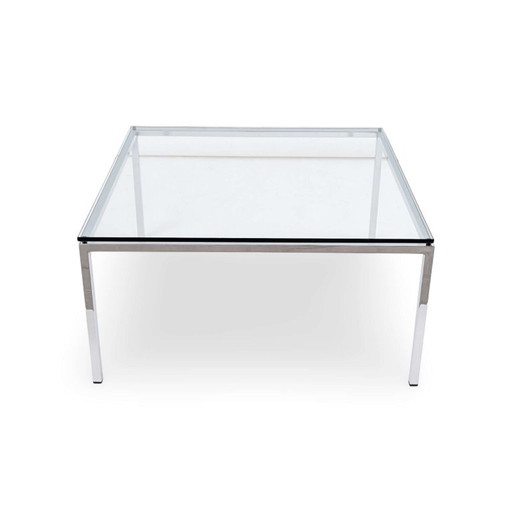 Knoll Table basse vintage Verre Chrome années 70 carrée 75x75