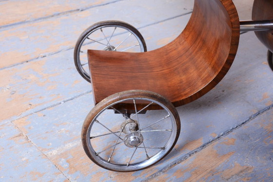 Restored Art Deco Serving Trolley, Walnut, Revived Polish, France, 1920s – Bar carts, Metal, Rubber (photo 7 of 8)