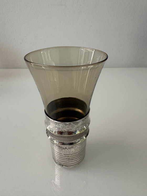 Set di 6 bicchieri da aperitivo Boussu con supporti argentati | Mid-Century Modern | Belgio (photo 4 of 15)