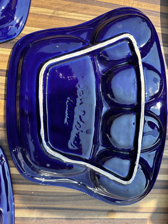 Image 1 of 5 piatti per fonduta in ceramica vintage Sars-Poterie Maine