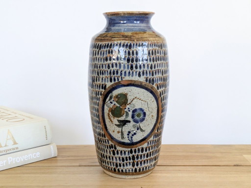 Large hand-painted 32 cm Mexican Tonalá pottery vase 1970s – vazen, Ceramic, Vintage (photo 2 of 13)