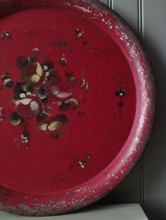 Image 1 of Sehr großes Napoleon III. Tablett aus lackiertem Blech