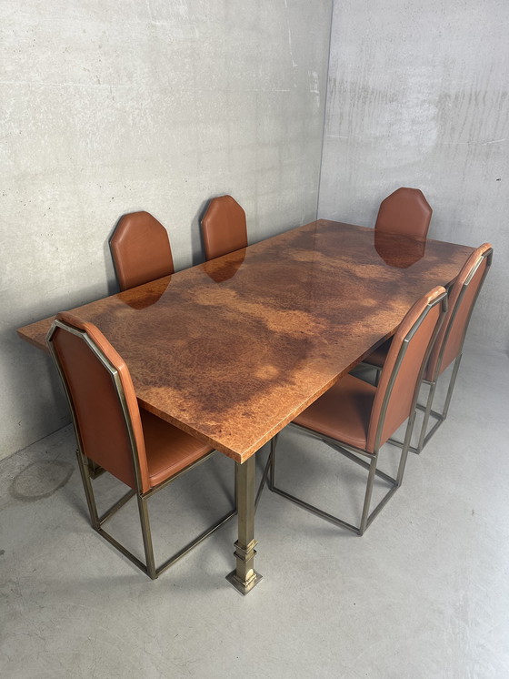 Image 1 of Table de salle à manger Regency au design vintage + 6 chaises - Belgochrom