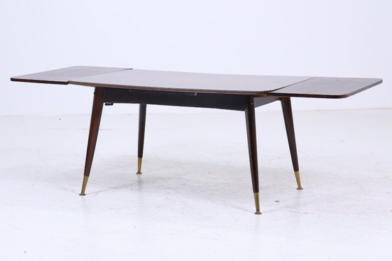 Image 1 of Vintage crank table 60s | Mid - Century extendable formica in high gloss style coffee table retro 70s #07-13