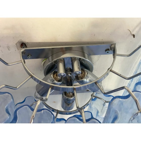 Image 1 of Coppia di applique da parete contemporanee in vetro Tronchi stile Murano azzurro chiaro.