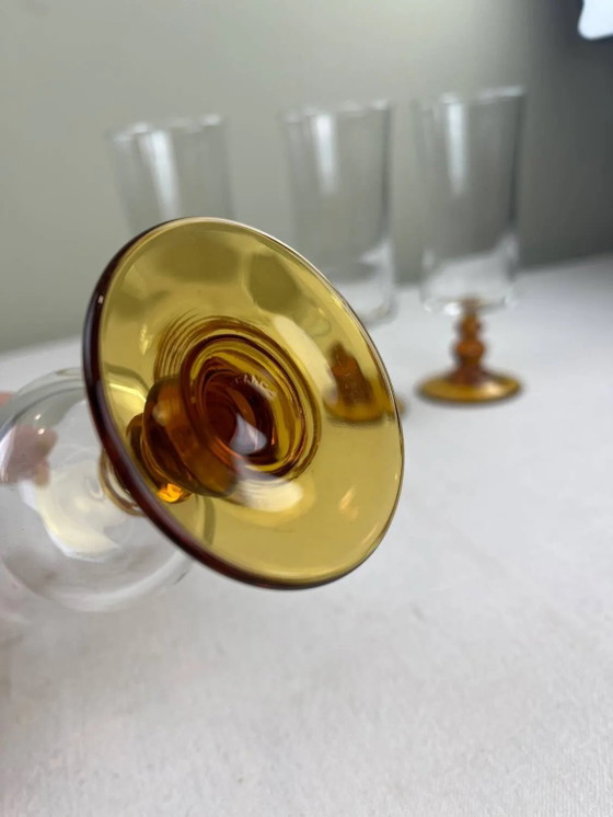 Bicchiere ambrato con stelo – Bicchieri e caraffe, Crystal, Glass, Vintage (photo 6 of 7)