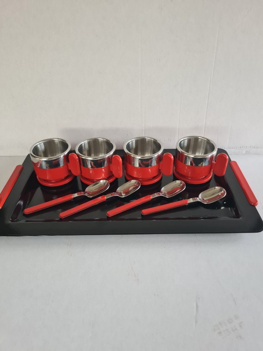 Morinox Italy Tablett-Set mit 4 Tassen, Untertassen, Löffeln
