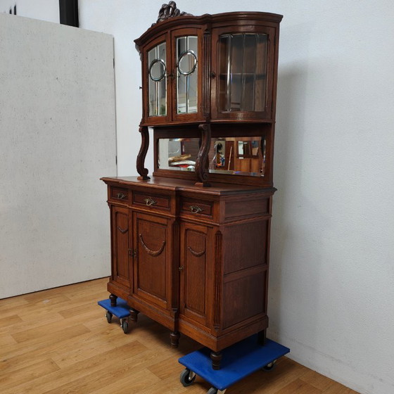 Image 1 of Antique Vintage country sideboard wall cabinet mirror cabinet