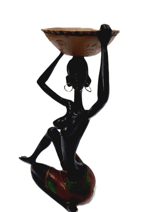 African figurine, black woman, design and vintage
