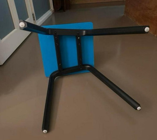 Stylish wooden blue and black side table