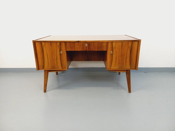 Image 1 of Double-sided executive desk in vintage Scandinavian style rosewood from the 1960s
