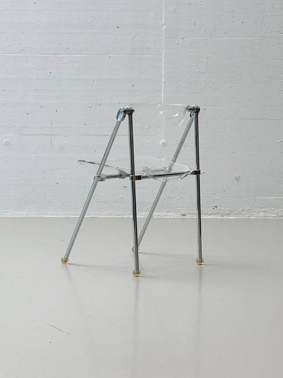 Image 1 of Set of 4 folding chairs made of acrylic by Giancarlo Piretti for Castelli, 1980s