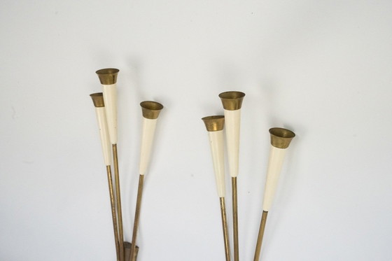 Image 1 of Coppia di grandi appliques in ottone della metà del secolo scorso attribuibili a Stilnovo. Italia anni '50