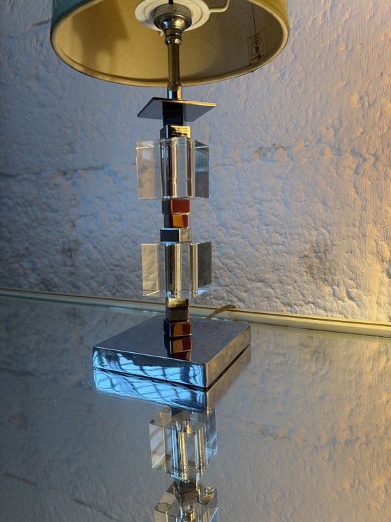 Image 1 of Art Deco lamp in chrome and crystal