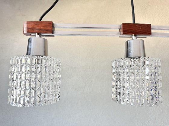 Suspension vintage en teck et chrome – Verre, Bois (photo 4 of 8)