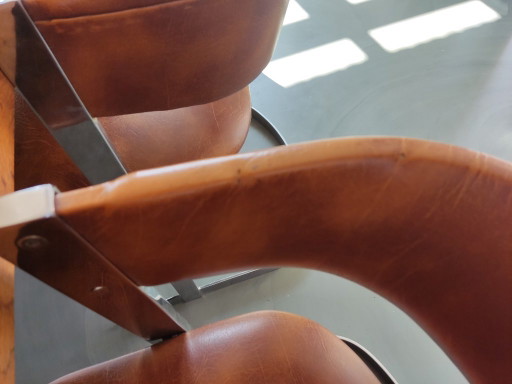 6 sedie da tavolo in pelle – eetkamerstoelen, Leather, Metal