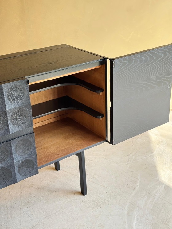 Image 1 of Brutalist Bar Cabinet in Black Stained Oak by J. Batenburg for MI Belgium