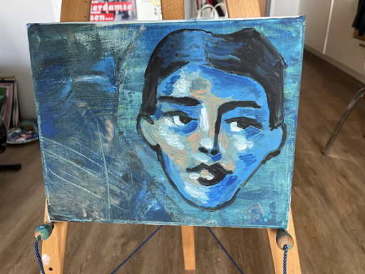 Canvas painting abstract face