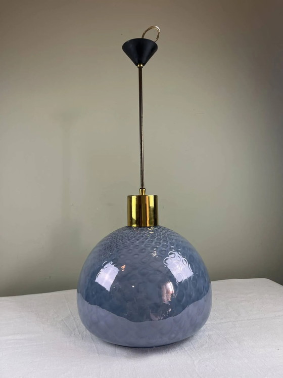 Suspension vintage en verre martelé bleu – Crystal, Glass (photo 11 of 11)