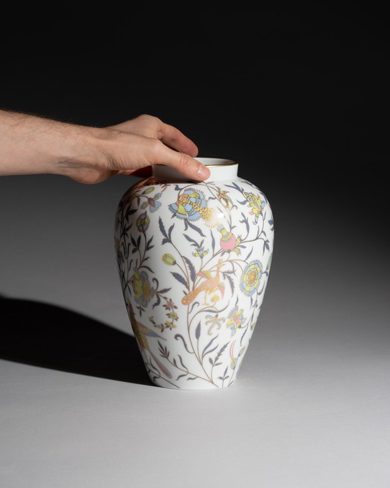 Image 1 of Rosenthal Classic Rose Vase & Matching Decorated Plate Multicolour Flora & Gold 