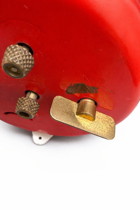 Image 1 of Sveglia vintage Kienzle Duo - Metallo rosso e ottone - Germania Ovest anni '60 - Design industriale