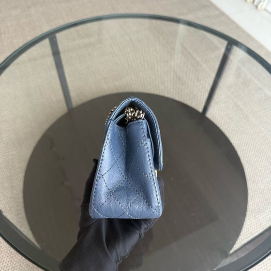 Image 1 of Chanel 2.55 Reissue Mini - 20CM Quilted Caviar Aged Grained Calfskin Blue Gold Hardware Series 23