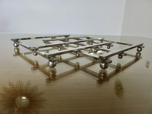 Dessous de plat extensible Jacques Adnet, en métal argenté, 40s 50s