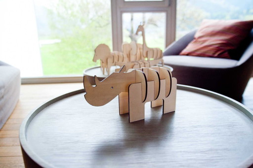 Wooden rhinoceros decoration by Ulap design