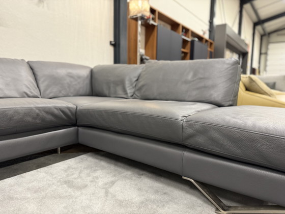 Image 1 of Natuzzi Hoekbank Grijs leer 310x240