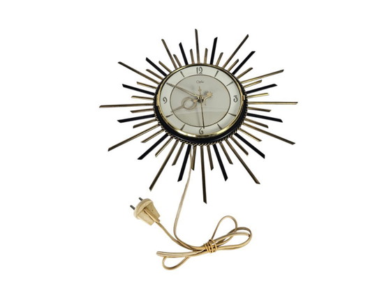 Image 1 of Orfac - Zonnewijzer -  'Sunburst' - wandklok - messing - 60's