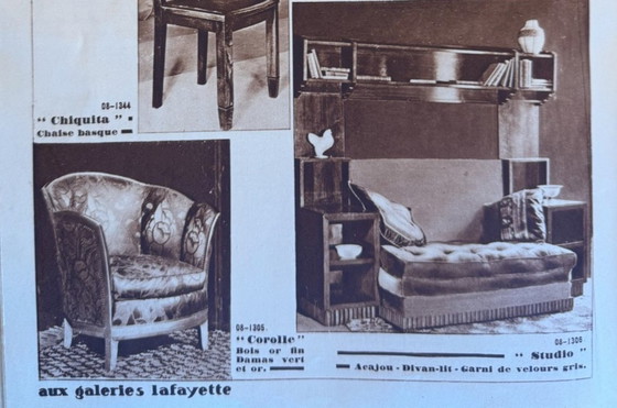 Image 1 of Maurice Dufrène giltwood brown velvet sofa circa 1925