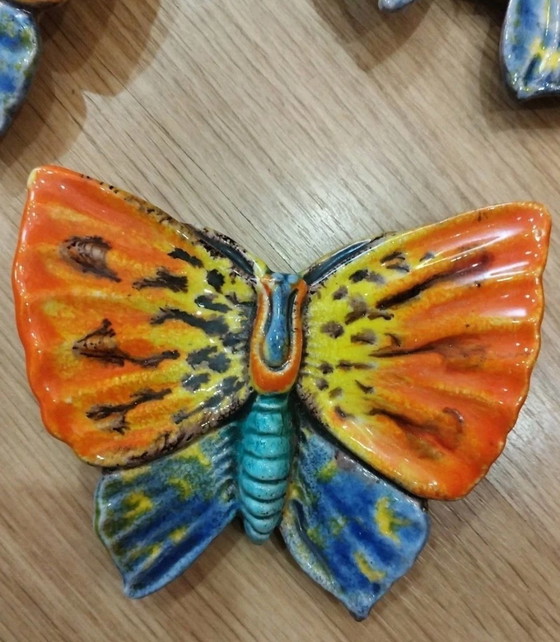 Image 1 of 5 hand-painted glazed ceramic butterflies