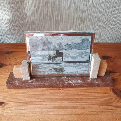 Art Deco Photo Frame With Marble and Polished Glass