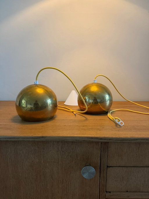Set aus 2 Vintage Pendelleuchten im Topan-Stil - Dänische Designlampen