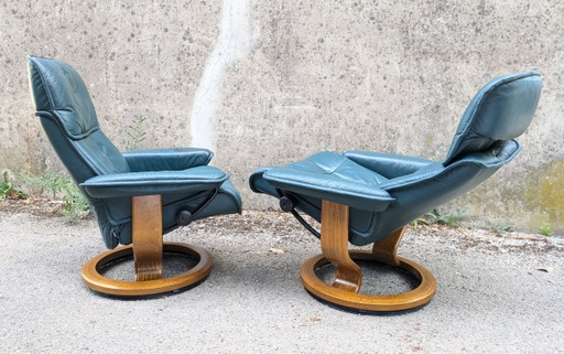 Stressless leren fauteuils van Ekornes, Noorwegen, 1980, set van 2