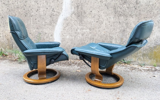 Image 1 of Stressless leren fauteuils van Ekornes, Noorwegen, 1980, set van 2