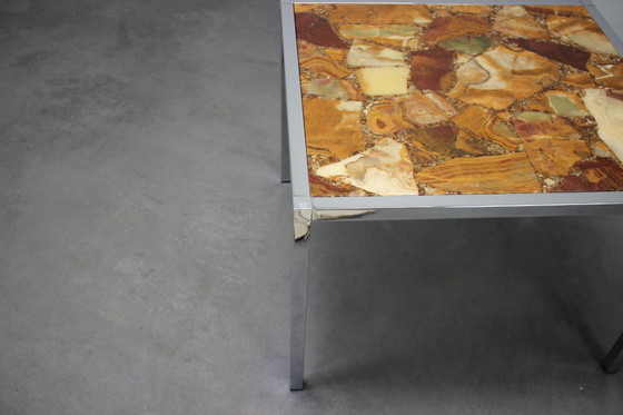Image 1 of Mid-Century Resin and Stone Chrome Plated Coffee Table, 1970s, Germany