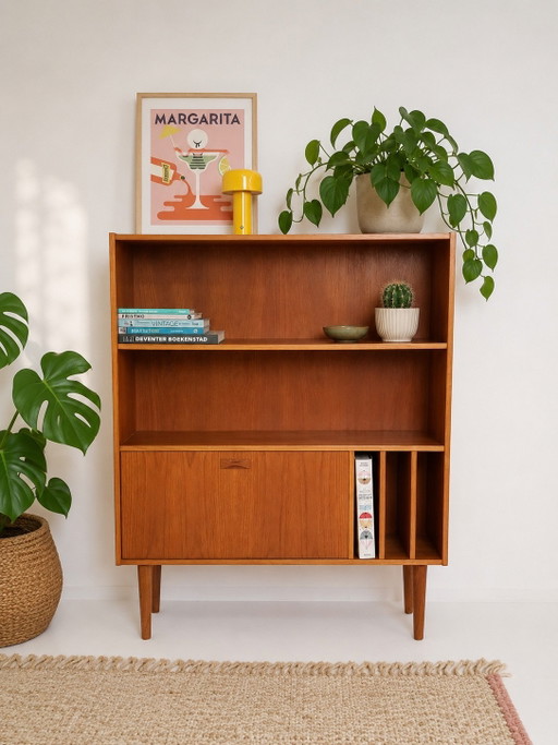 Vintage Danish wall cabinet | LP cabinet teak flap