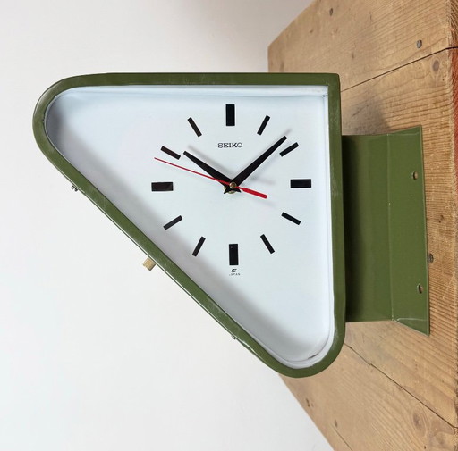Horloge murale double face Seiko Ships verte vintage, années 1970 – klokken, Glass, Iron (photo 2 of 18)