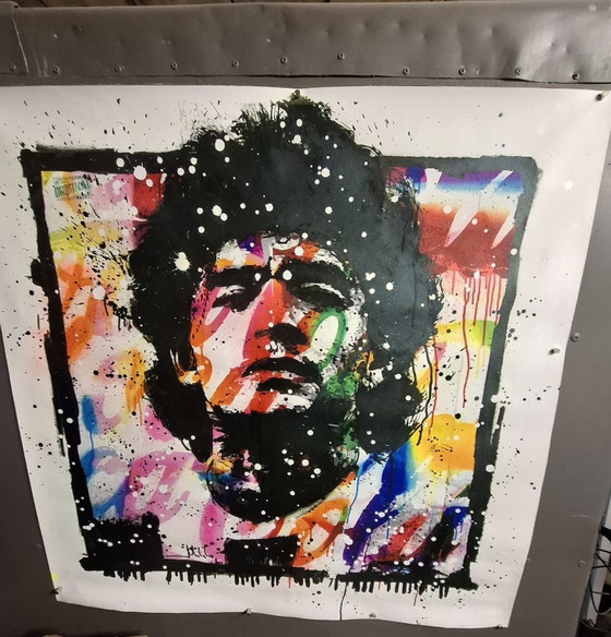 Mikko (Spain) - Pop art - Maradonna on Coca-Cola Pattern - signed with COA, Paintings & Drawings, Canvas (photo 2 of 9)