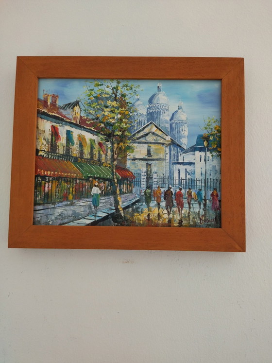 2 quadri strada di Parigi, Arte, Carta, Legno, Blu (foto 7 di 12)