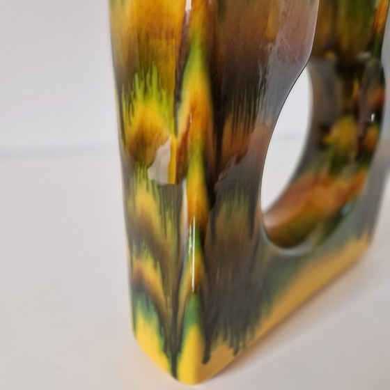 Image 1 of Vintage blok vaas keramieke dubbele vaas bloempot