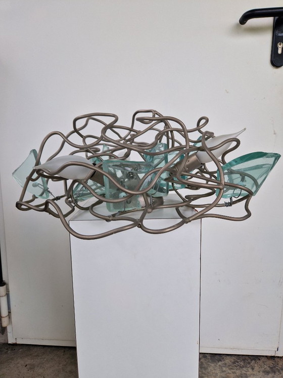 Image 1 of Brand van Egmond Crystal Waters ceiling lamp, diameter 45 cm, in very good condition including original ceiling mount