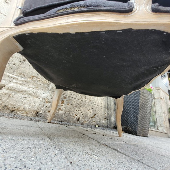 Image 1 of Chaise à la reine, style Louis XV / Provençal, chêne et garniture, XIXe siècle - France