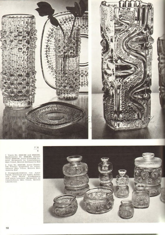 Image 1 of Mid-century Clear Pressed Glass Vase / CandleWax Design / Czech Republic / 1972